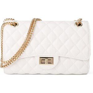 Women White Gold Imported Trendy Quilted Crossbody Shoulder Chain Designer Bag